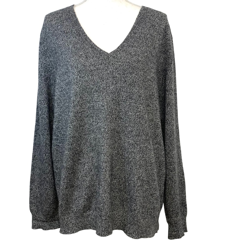 Lord & Taylor Cashmere Woman Gray V-Neck Sweater Sz 3X Pullover Luxury Classic